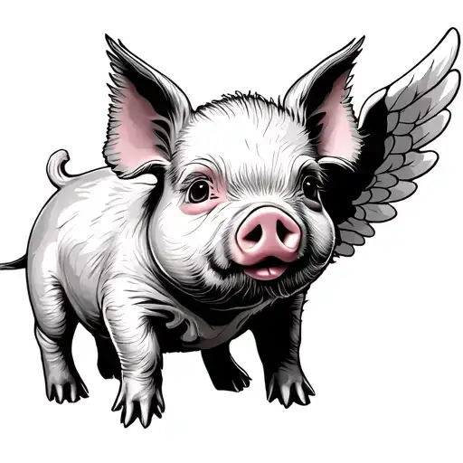 Baby Angel pig tattoo design idea