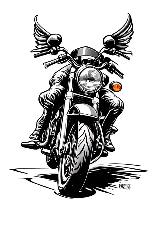 Tattoo with an image of an environmental symbol inscribed in the design of a biker motorcycle tattoo design idea