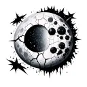 cracked moon tattoo design idea