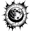 cracked moon tattoo design idea