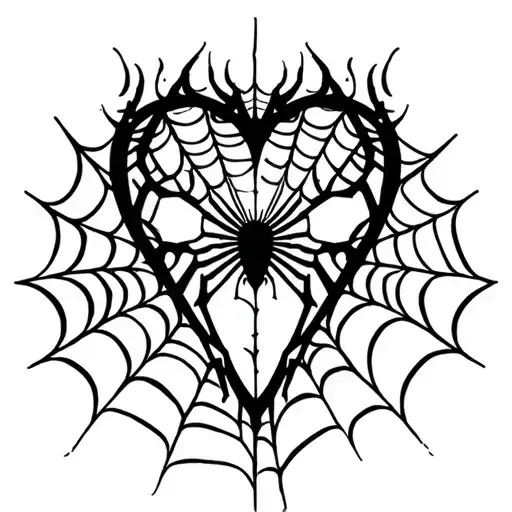 spider webs with open heart cutout for with 3 dates tattoo design idea