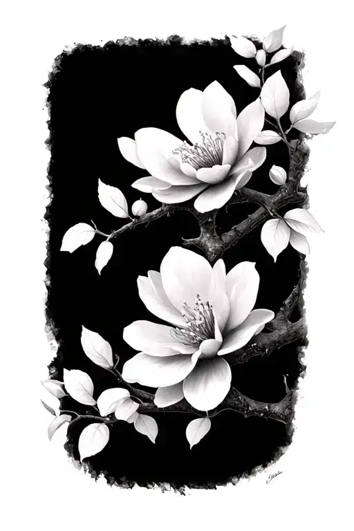 cherry blossom, Douglas fir, magnolia tattoo design idea
