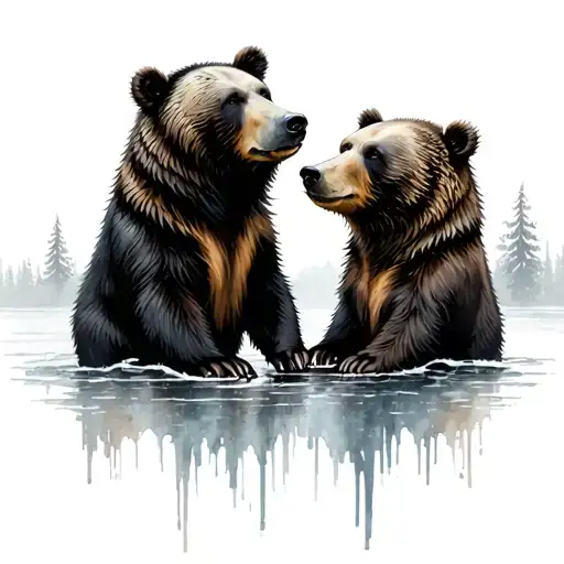 "Ava Alanna Shaneen" three bears facing each other tattoo design idea