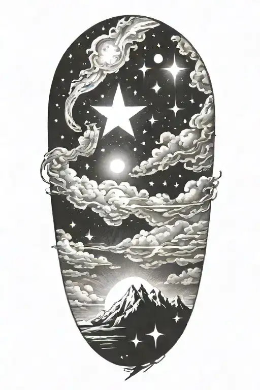star filled sky tattoo design idea