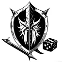 spear and shield with dnd dices tattoo design idea