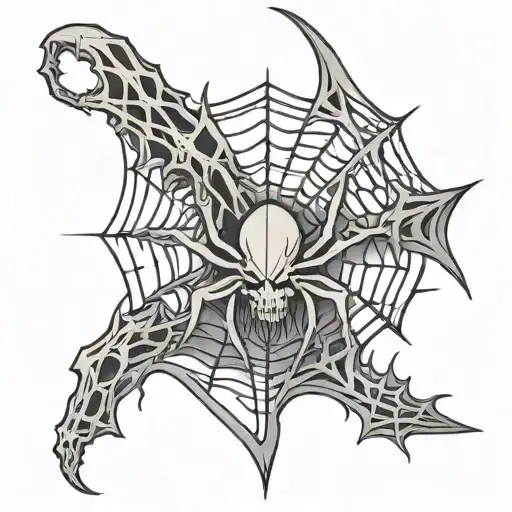 spider web and reaper blade tattoo design idea