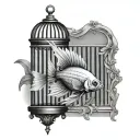 beta fish in bird cage tattoo design idea