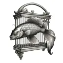 beta fish in bird cage tattoo design idea