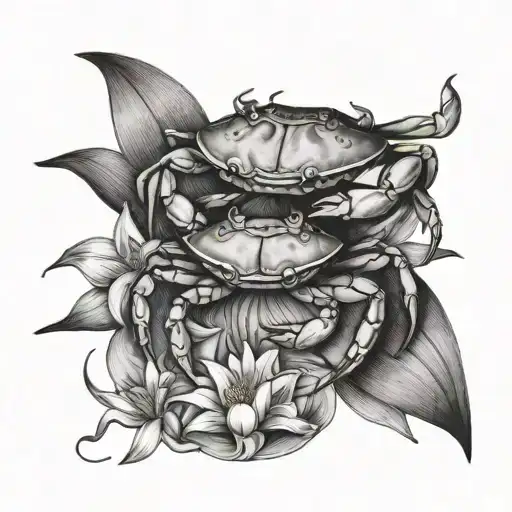 crab and lily tattoo design idea