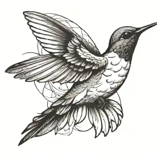a hummingbird flying along side a dove flying tattoo design idea
