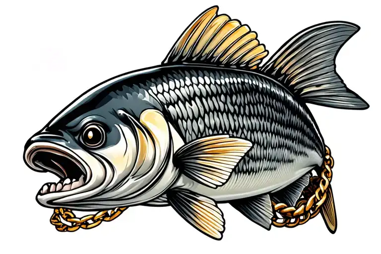 snook wearing gold chain tattoo design idea