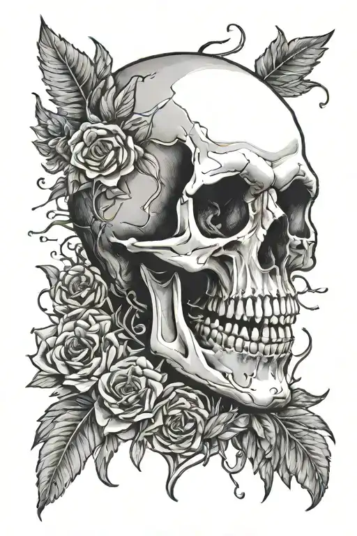 skull surrounded long live taye🕊️ tattoo design idea