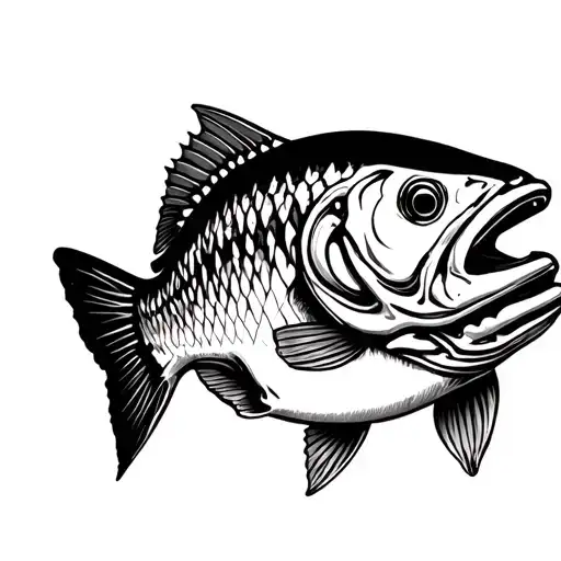 dark, gothic style, rainbow trout but just the head is skeletal/just bones tattoo design idea