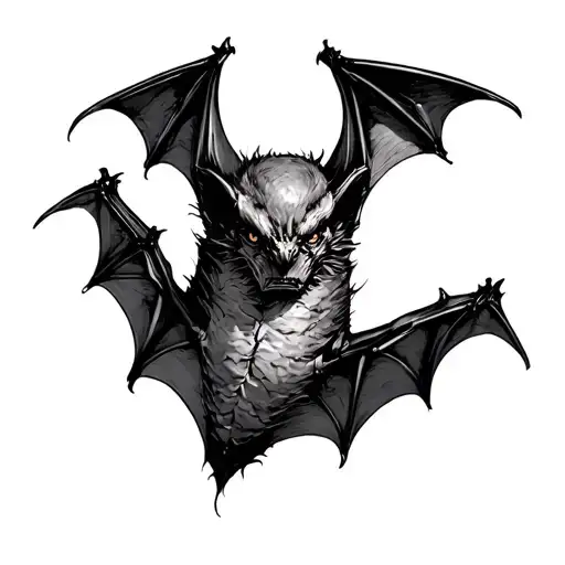 Hanging Bat tattoo design idea
