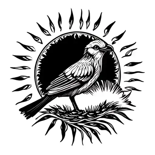 filipino sun with a kiwi bird sitting tattoo design idea