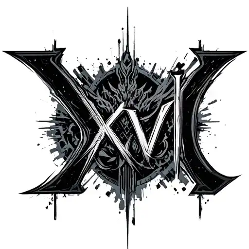 "XVI" Cyberpunk 2077 tattoo design idea