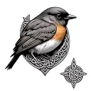 Celtic shield knot dissected robin bird tattoo design idea