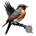 Celtic shield knot dissected robin bird tattoo design idea