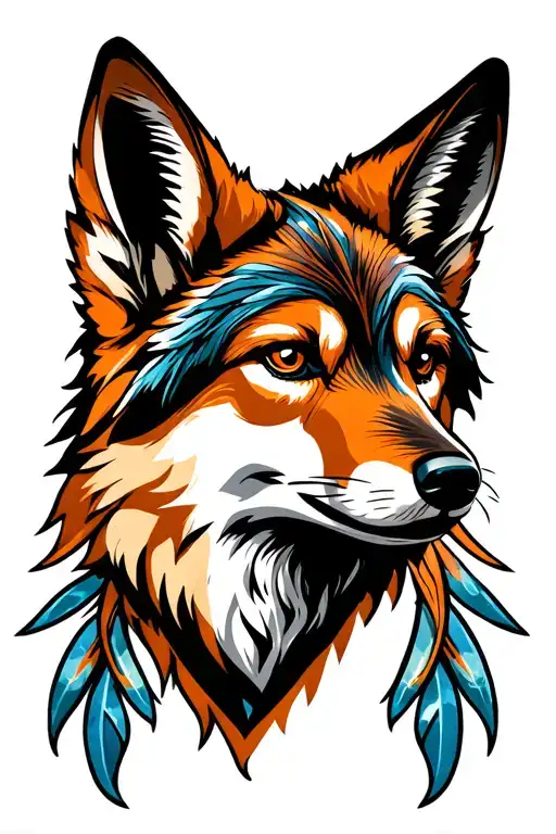 coyote head tattoo design idea
