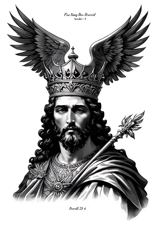king David with psalm 23:4 under it tattoo design idea