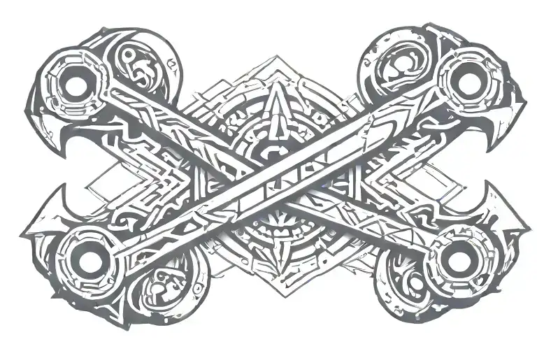 wrench crossed tattoo design idea