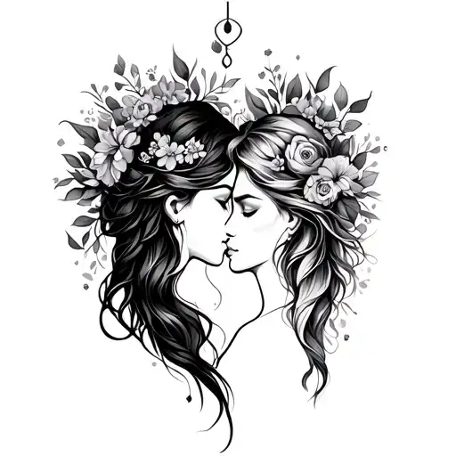 matching mother-daughter tattoo symbolizing one soul in two forms: dark and bold for Mom, light and ethereal for Daughte tattoo design idea