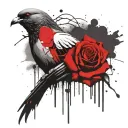 afterlife pigeon with rose  tattoo design idea