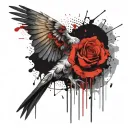 afterlife pigeon with rose  tattoo design idea