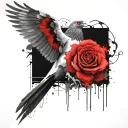 afterlife pigeon with rose  tattoo design idea