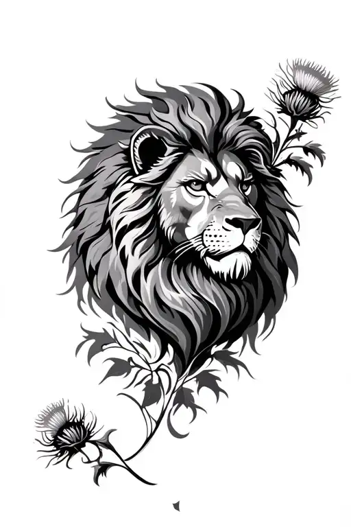 Scottish lion and thistle tattoo design idea