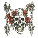 Broken chains and skulls or iron masks tattoo design idea