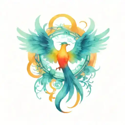 sexual assault survivors symbol with a pheonix flying tattoo design idea
