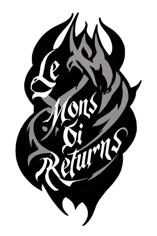 An inscription with the written 'Le Mons Oi returns' tattoo design idea