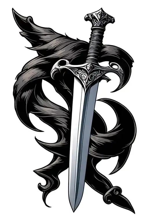 sword with sexual assault symbol tattoo design idea