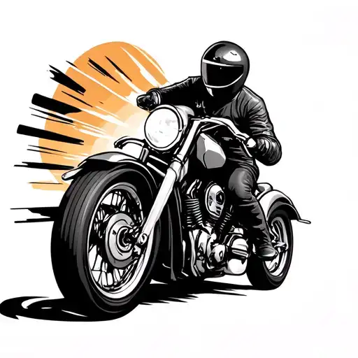 Motorcycle Riding Into The Sunset tattoo design idea