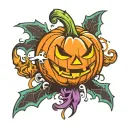Halloween pumpkin character tattoo design idea