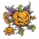 Halloween pumpkin character tattoo design idea