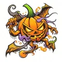 Halloween pumpkin character tattoo design idea