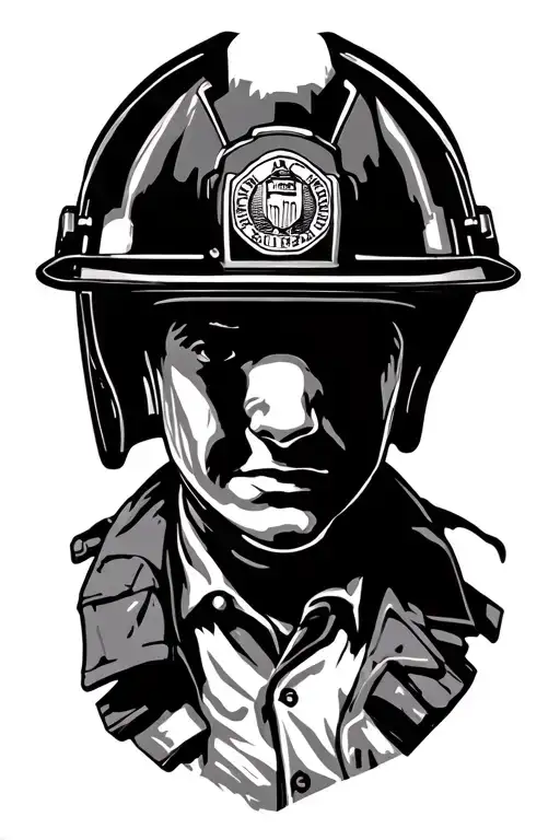 chicago flag with firefighter helmet tattoo design idea
