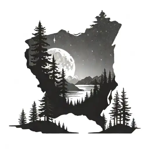 Washington state wilderness, road trips and night sky tattoo design idea