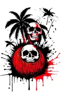 Coconut tree with skull coconuts tattoo design idea