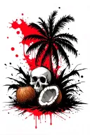 Coconut tree with skull coconuts tattoo design idea