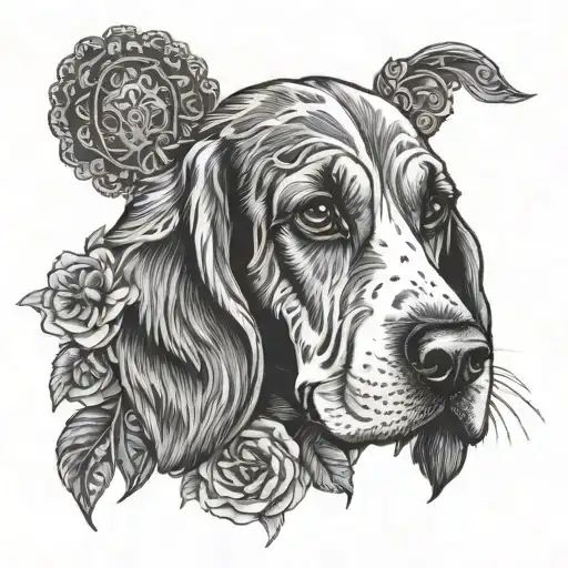 basset hound as a sugar skull tattoo design idea