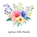 Watercolour of combined birth month flowers of all the following June, September, October and November  tattoo design idea