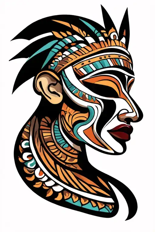 African tribal mask tattoo design idea