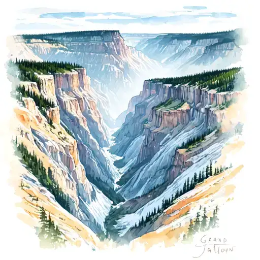 Grand canyon of Yellowstone Nation Park tattoo design idea