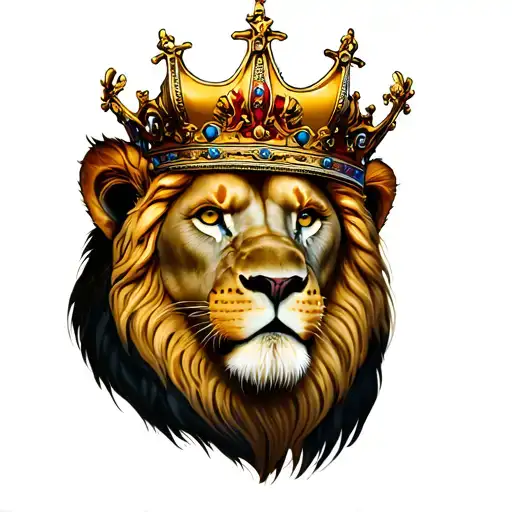 scarface the lion wearing a crown tattoo design idea