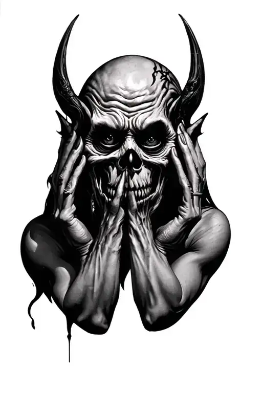 dark realism evil speak no evil tattoo design idea