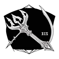 Keyblade with Barbados trident and Roman numeral date III.X.MCMXCIV tattoo design idea