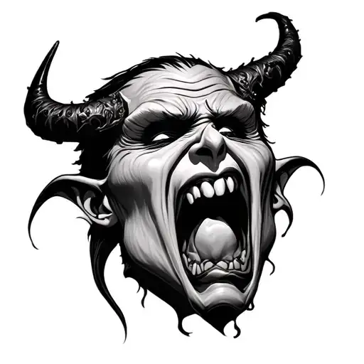 Demon crying tattoo design idea